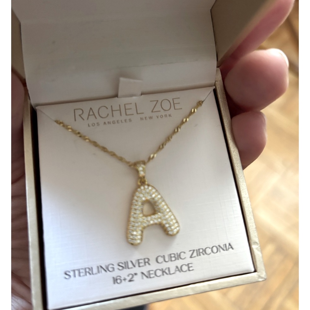Rachel Zoe 925 Sterling CZ Gold Tone necklace.new